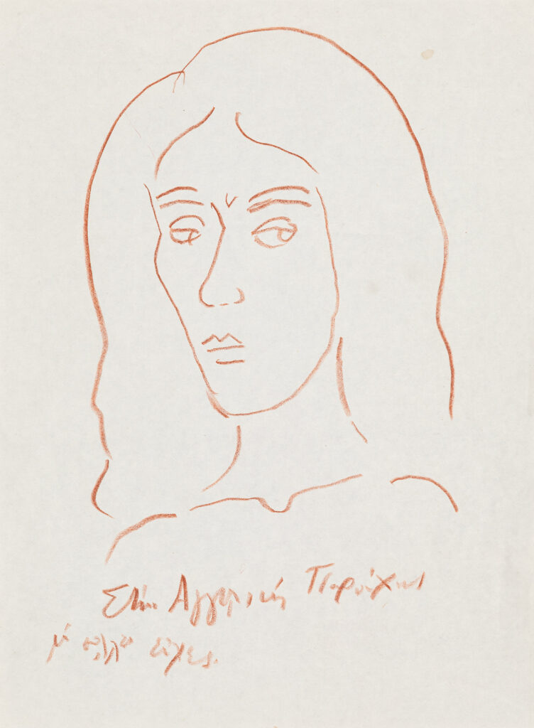 Lot 68, Γιάννης Τσαρούχης, Πορτρέτο, χρωματιστά μολύβια σε χαρτί, 29Χ21,5cm, Εκτίμηση €700 900