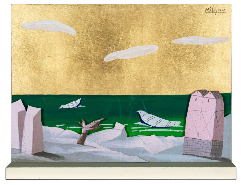 Lot112, Νίκος Στεφάνου, Μια παραλία, μικτή τεχνική, 30Χ38cm, Εκτίμηση €1.800 2.800