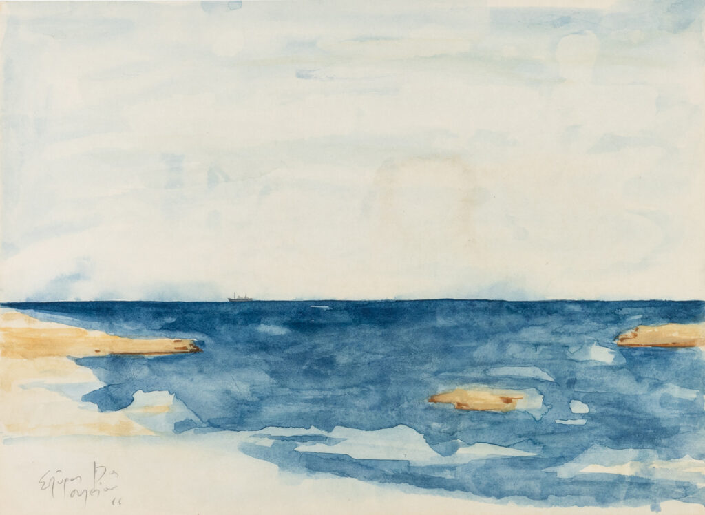 Lot51Σπύρος Βασιλείου, Θάλασσα, υδατογραφία σε χαρτί, 29,5Χ38,5cm, Εκτίμηση €700 900